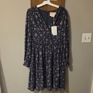 Gal Meets Glam Navy Floral Long Sleeve Dress